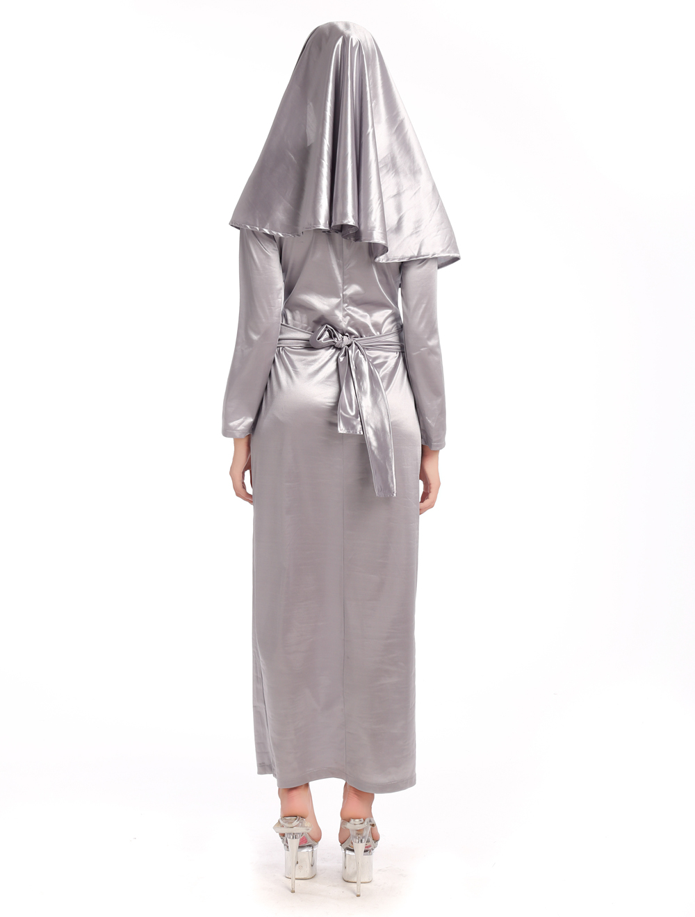 F1694 silver zombie nun costume.it comes with headband,dress,cross